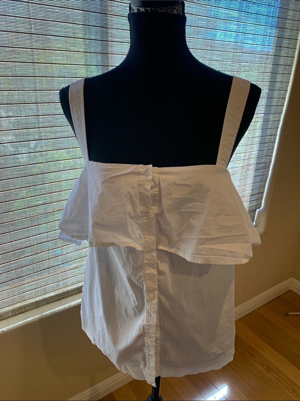 Michael Kors White Ruffle-Front Bandeau Tank